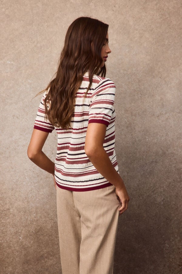Slowlove Jersey polo rayas Estampado blanco