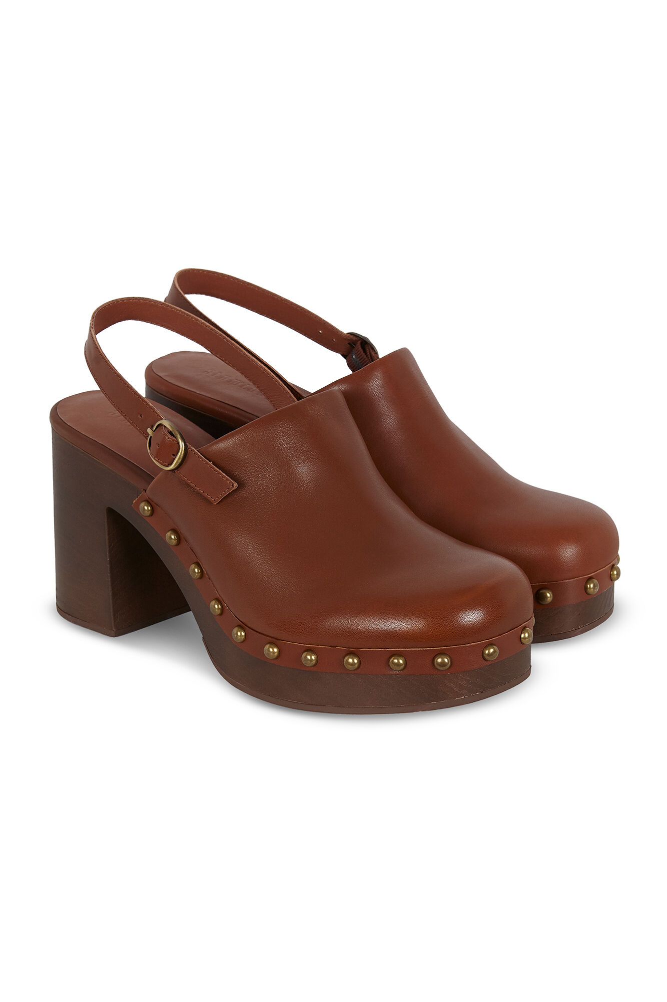 Slowlove Zueco de piel con tachas