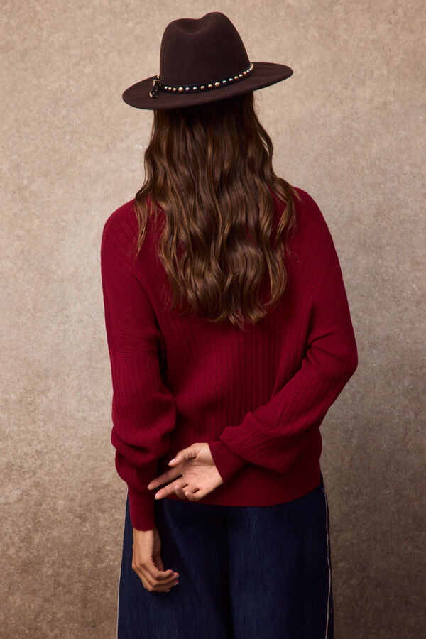 Slowlove Jersey calado pico Rojo