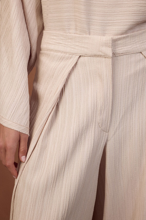 Slowlove Pantal&oacute;n de punto calado ancho Marfil
