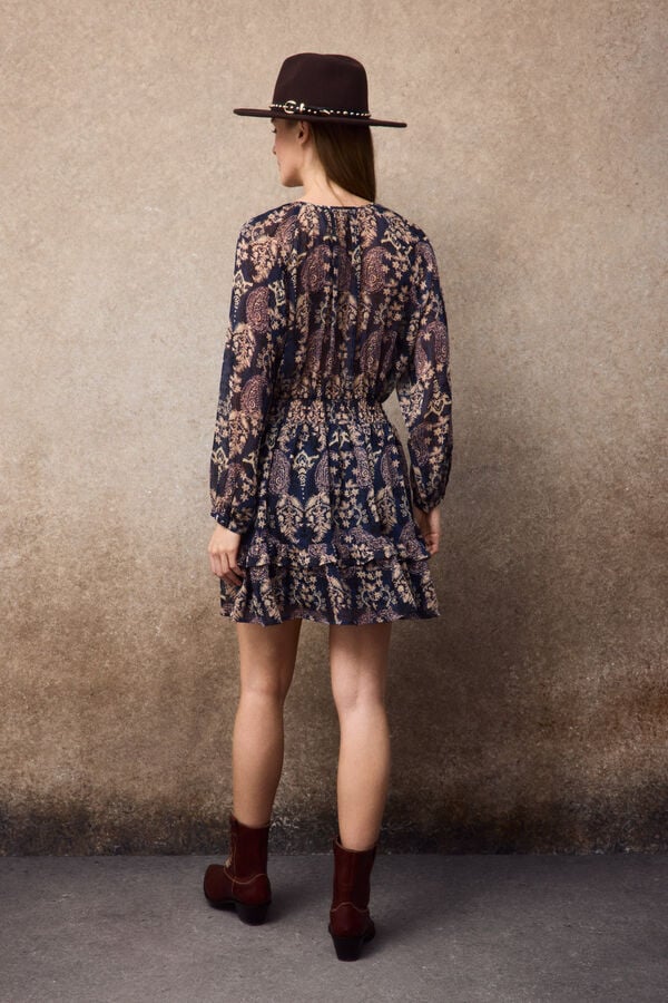 Slowlove Printed short dress Printed turquoise