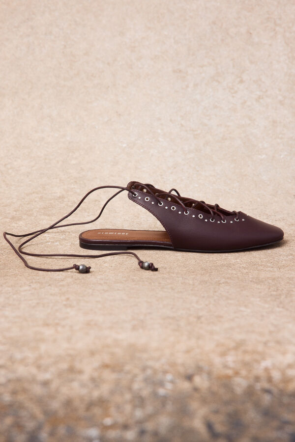 Slowlove Leather lace-up ballet flats Maroon