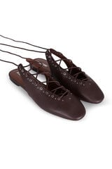 Slowlove Bailarina piel cordones Granate