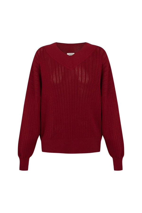 Slowlove Jersey calado pico Rojo