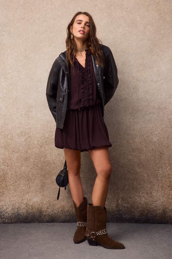 Vestido corto volantes