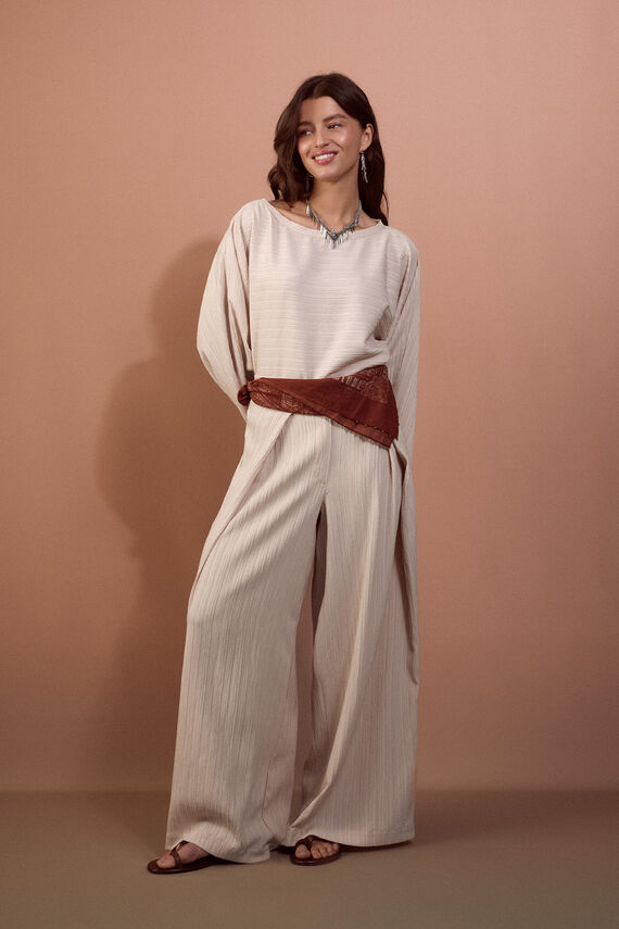 Pantalón de punto calado ancho