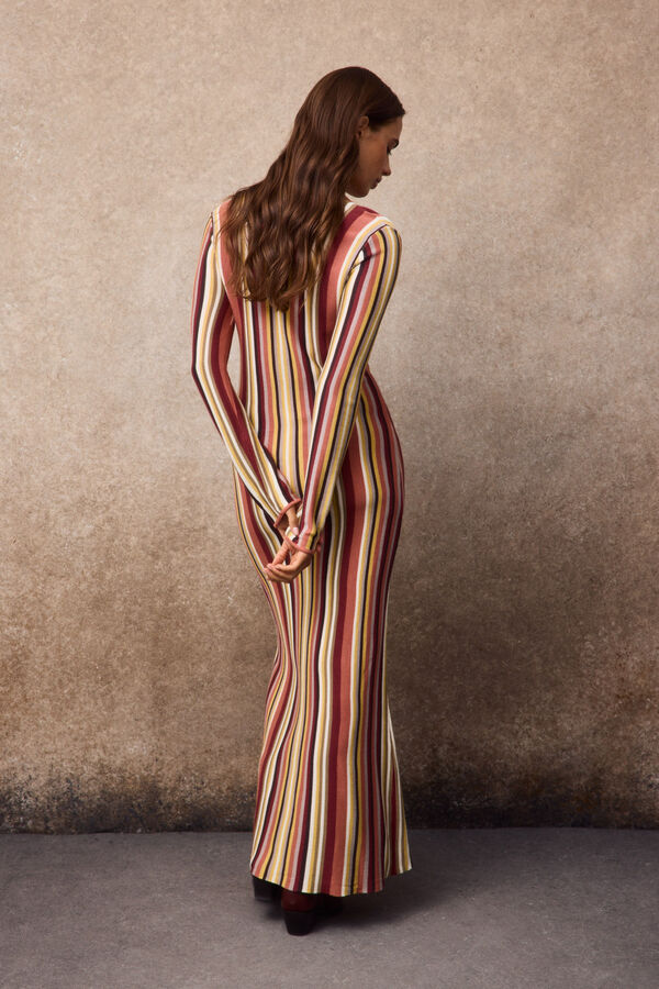 Slowlove Vestido de malha &agrave;s riscas Laranja
