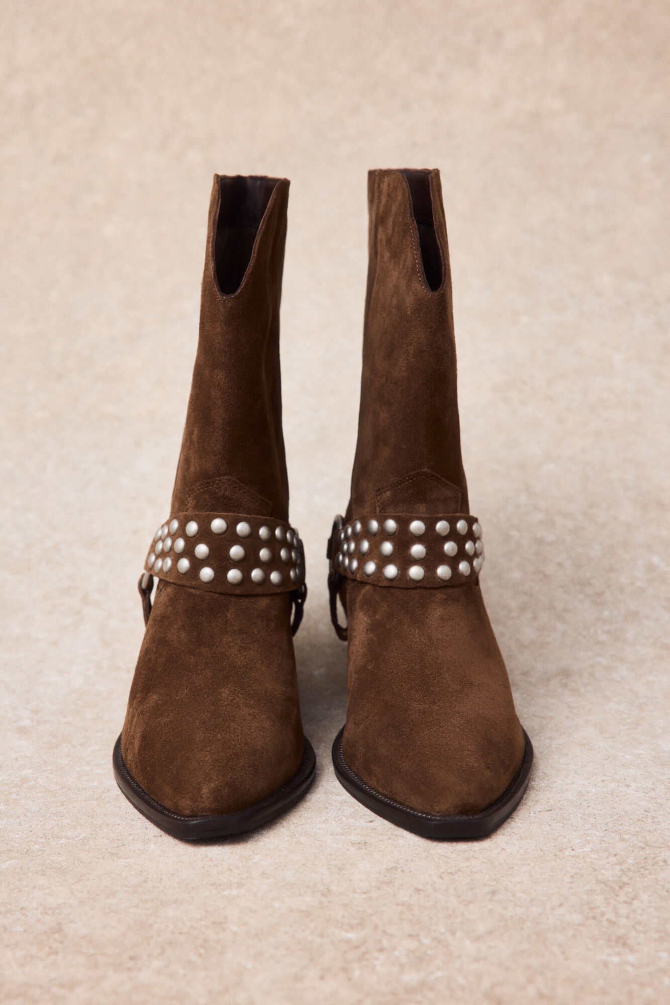 Slowlove Botas de pele com estribo e tachas