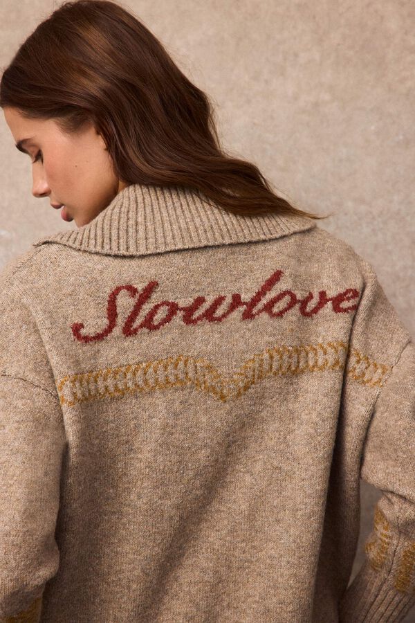 Slowlove Casaco de malha jacquard Slowlove Castanho