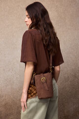Slowlove Bolso piel saco Marr&oacute;n oscuro