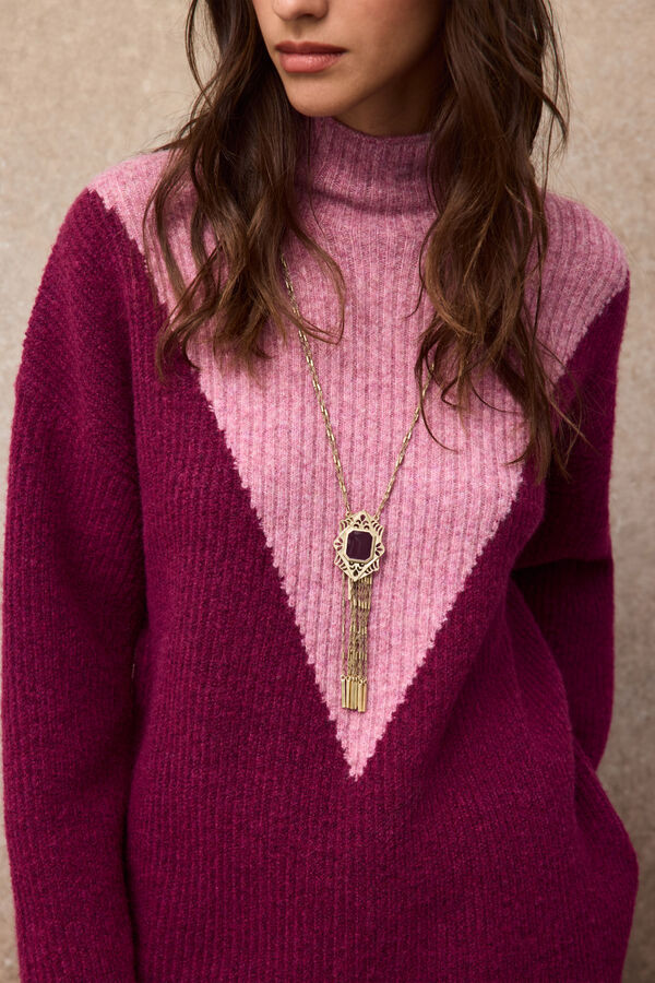 Slowlove Intarsia block jumper Purple