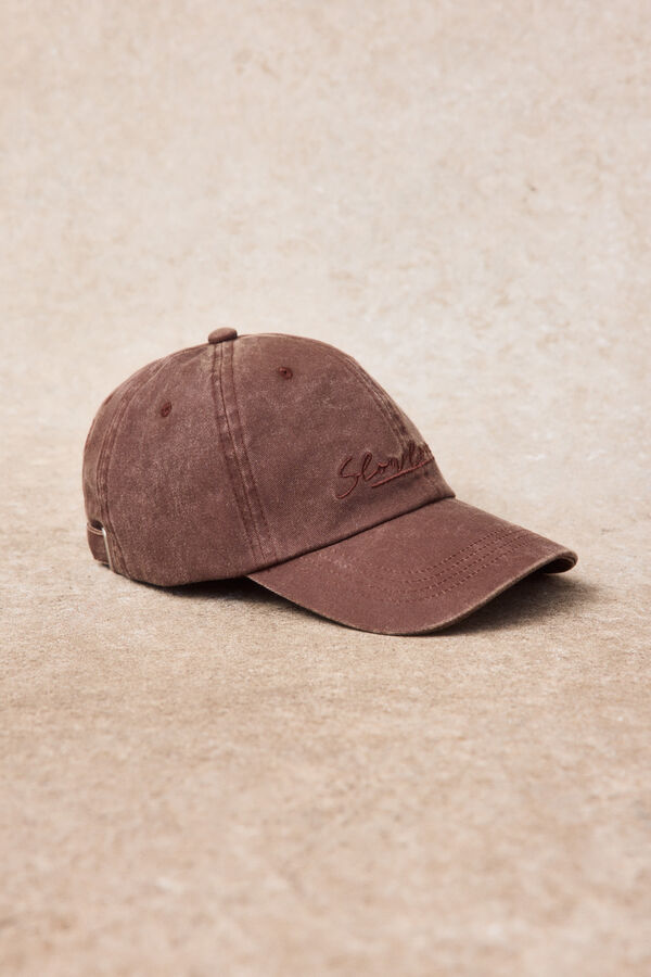 Slowlove Embroidered washed cap Maroon
