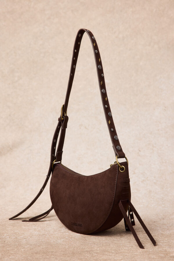 Slowlove Bolso piel media luna Marr&oacute;n