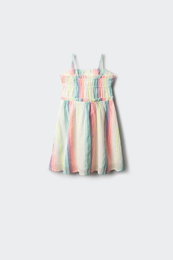 Springfield Kids Vestido de riscas fl&uacute;or para menina rosa