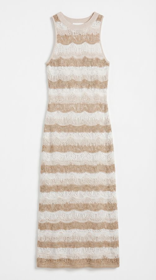 Springfield Vestido midi de malha gola halter cru