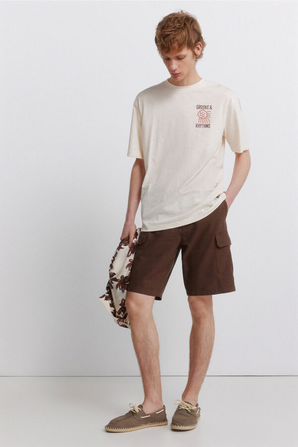 Springfield T-shirt groove slub branco