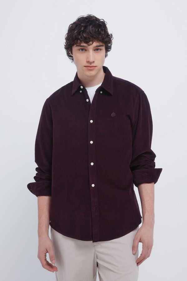 Springfield Camisa de micro veludo cotel&ecirc; vermelho