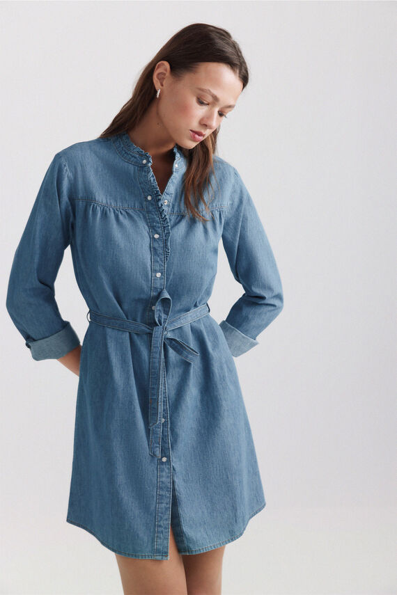 Vestido denim volante tapeta