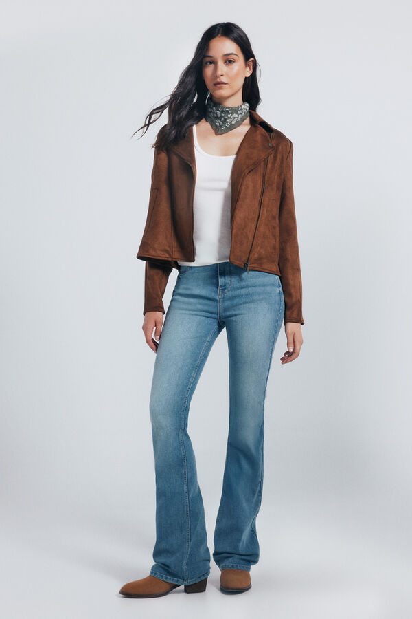 Springfield Suede biker jacket nude
