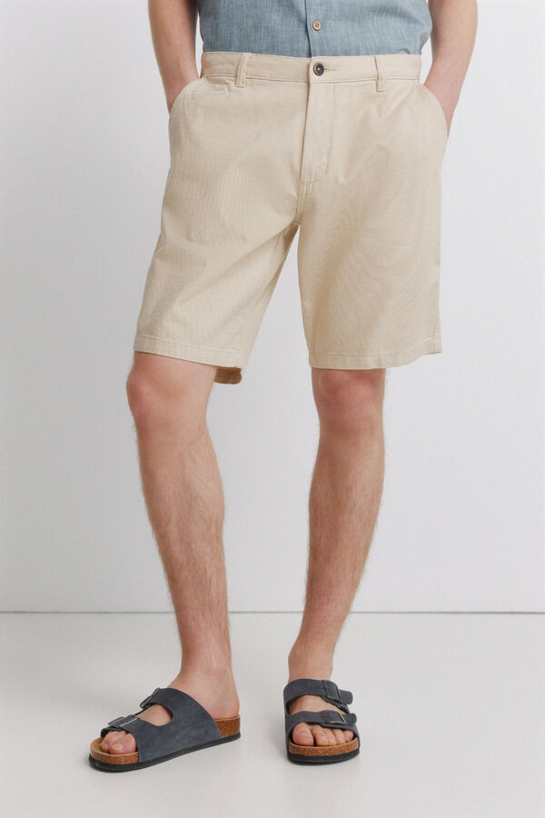 Springfield Bermudas em algod&atilde;o comfort fit bege