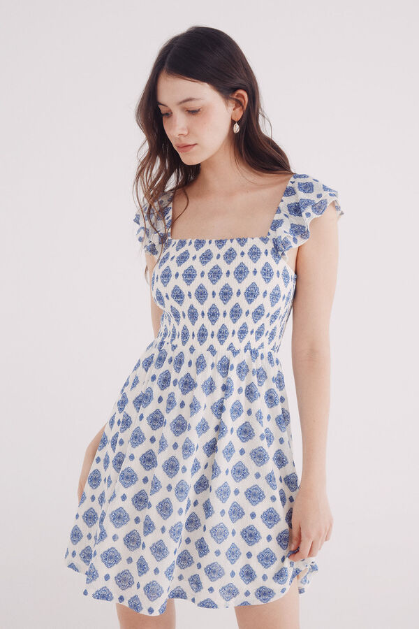 Springfield Vestido curto com estampado geométrica azul