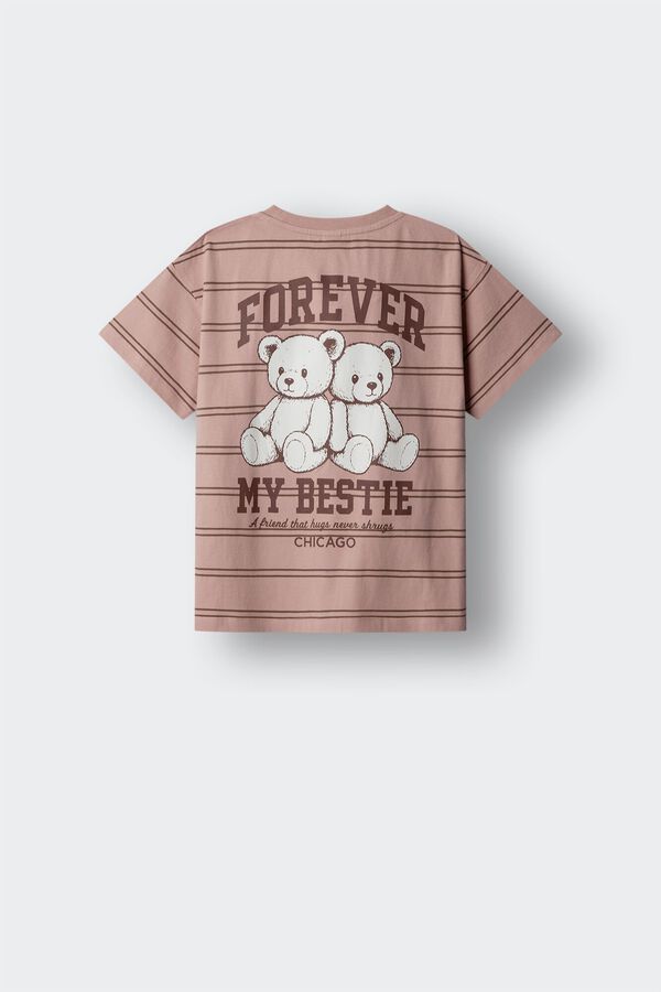 Springfield Kids T-shirt de manga curta ursos riscas menina rosa