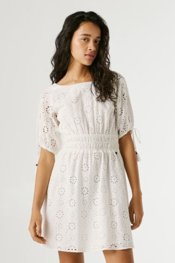 Pepe Jeans Vestido curto de manga curta branco