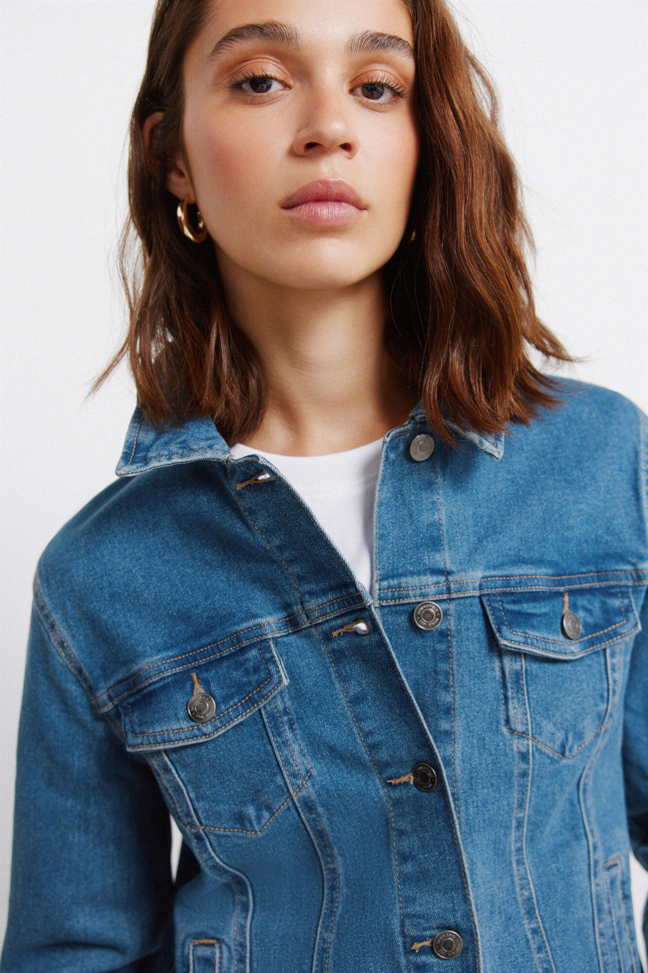 Springfield Blus&atilde;o denim em algod&atilde;o