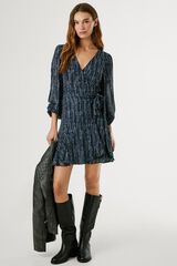 Pepe Jeans Vestido Curto Cruzado azul