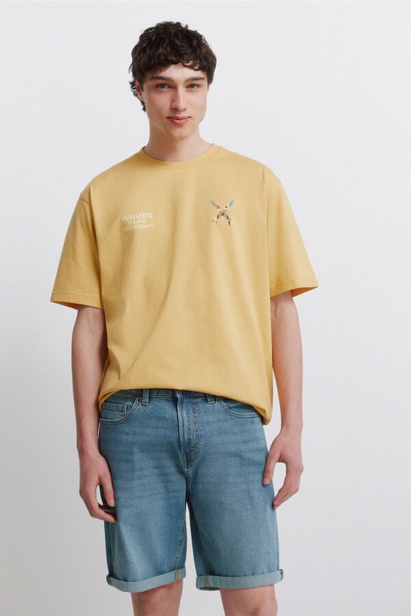 Springfield Bermuda jeans b&aacute;sica sobretingida slim fit azul