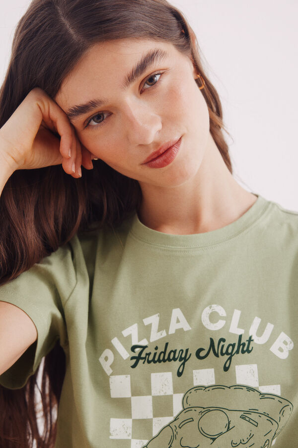 Springfield Camiseta "Clube da Pizza" bege