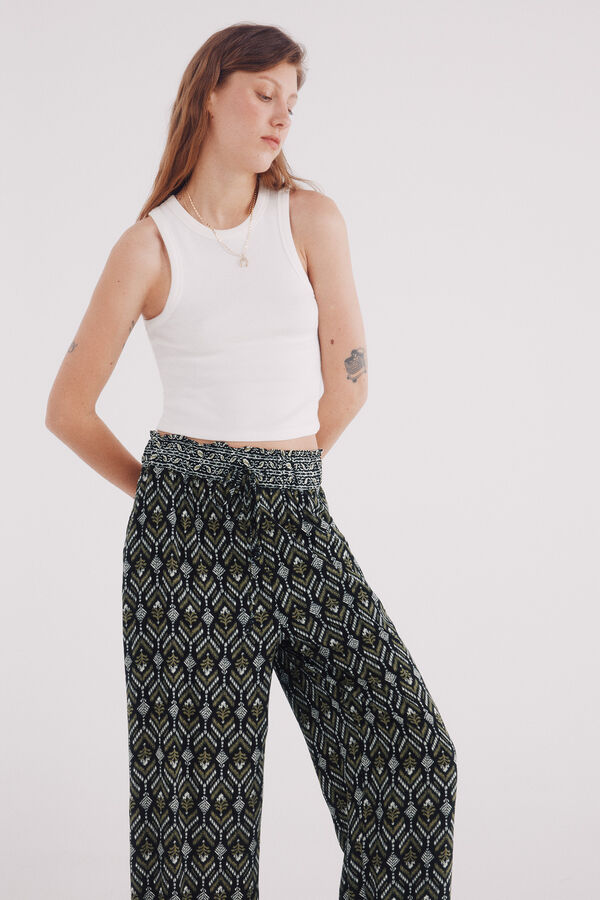 Springfield print palazzo fluid black