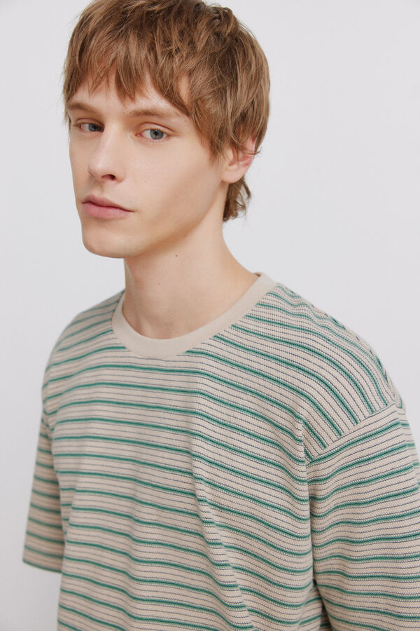 Springfield T-shirt de piqu&eacute; &agrave;s riscas cru