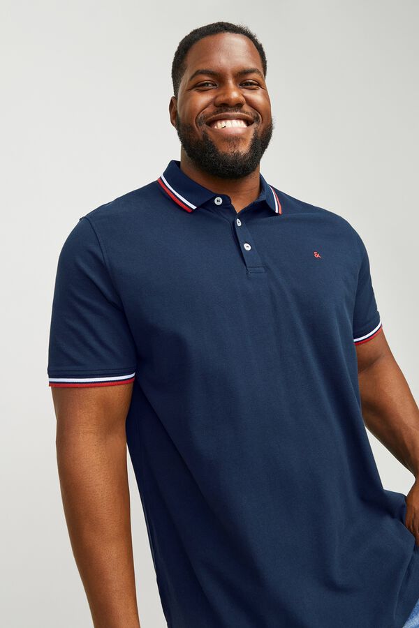 Jack & Jones PLUS Piqu&eacute; regular polo shirt blue