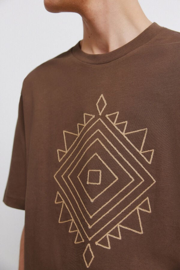 Springfield T-shirt bordado &eacute;tnico cru