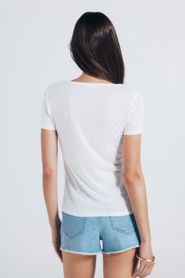 Springfield T-shirt decote crochet estampado