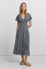 Springfield Vestido midi bordado azul