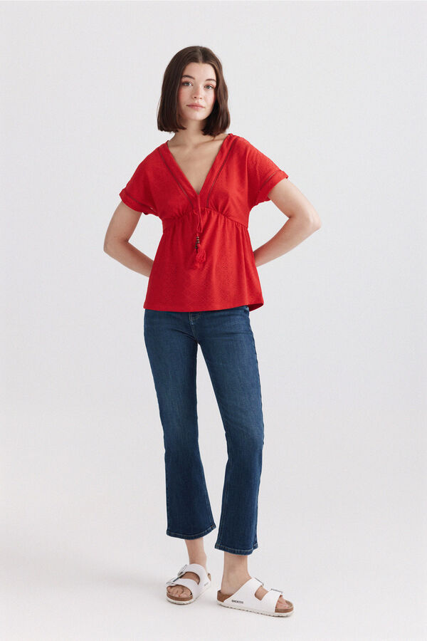 Springfield T-shirt al&ccedil;as com folhos vermelho