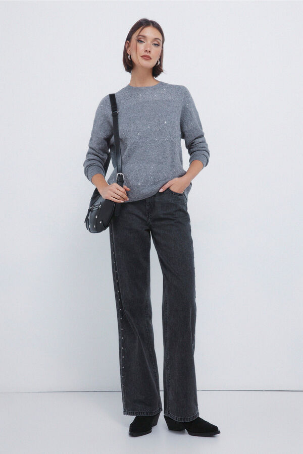 Springfield Camisola riscas com lantejoulas preto