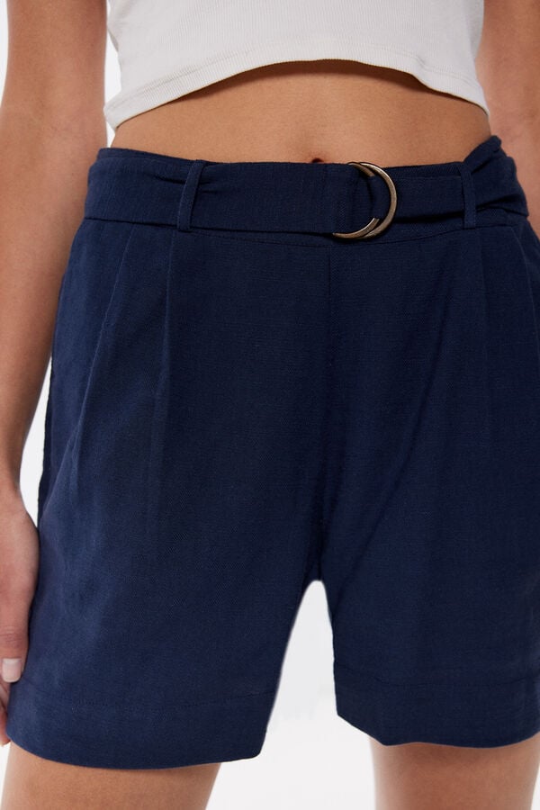 Springfield Rustic cotton shorts with buckled belt navy