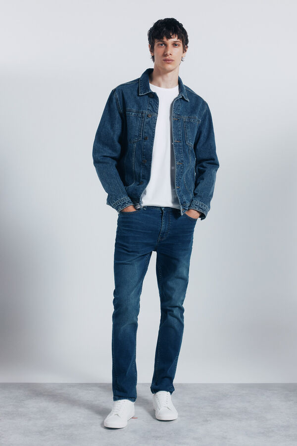 Springfield Calça jeans skinny fit tingida azul