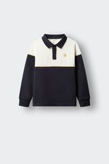 Springfield Kids Polo de manga comprida com recortes e costuras para menino azul