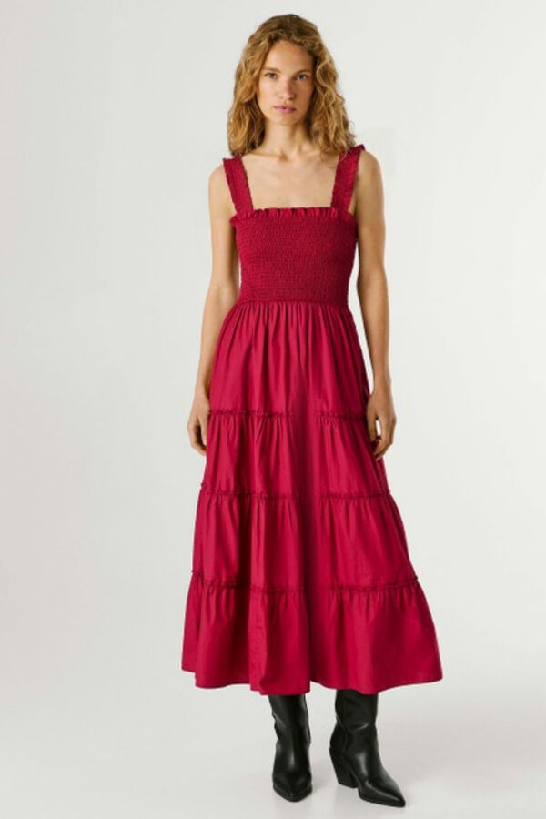 Pepe Jeans Vestido comprido de manga curta vermelho