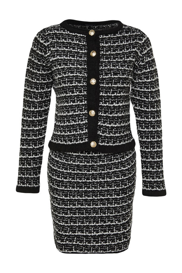 Trendyol Conjunto de casaco de malha e saia midi preto