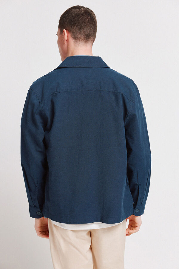 Springfield Sobrecamisa em linho azul