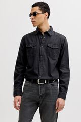 Jack & Jones Camisa de ganga regular preto