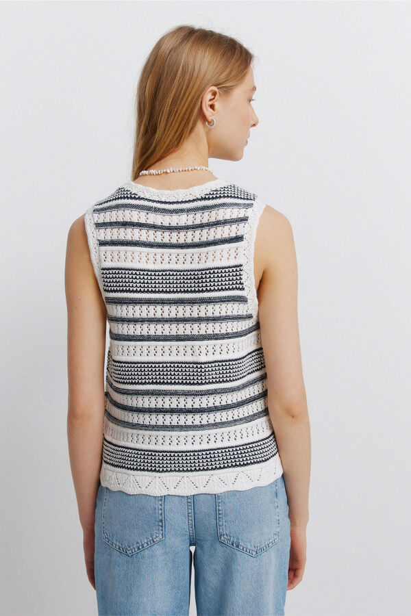 Springfield Top de malha &agrave;s riscas bege