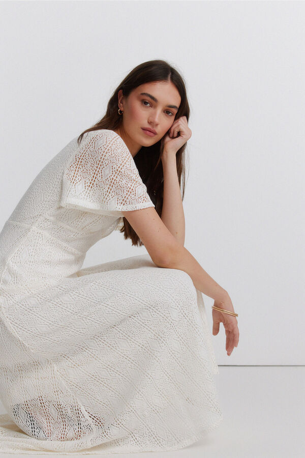Springfield Vestido midi bordado branco