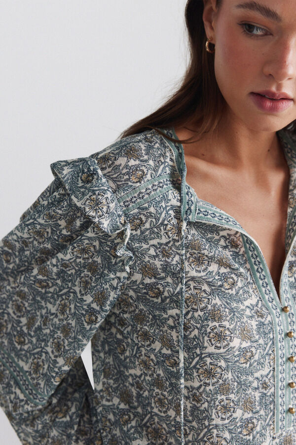 Springfield Blusa estampada com folhos branco