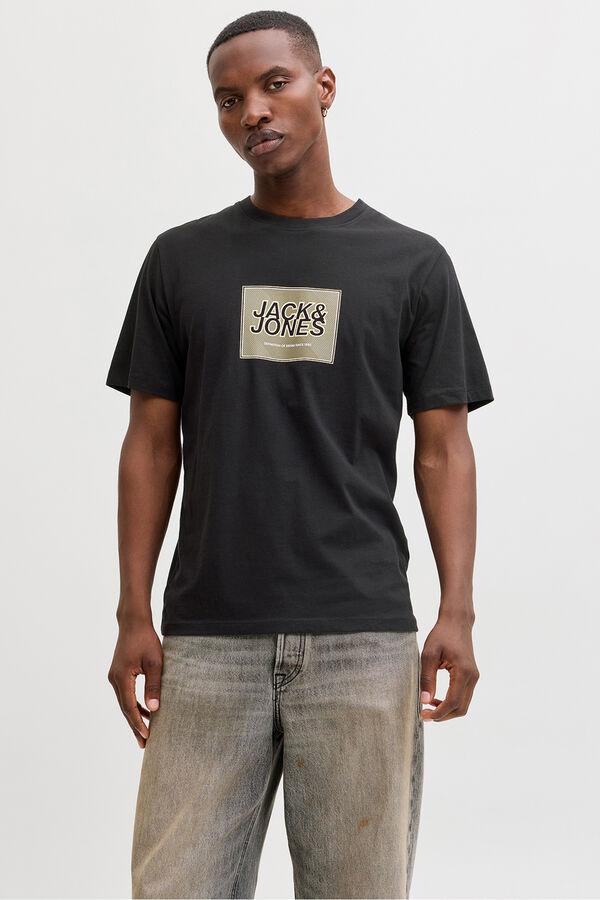 Jack & Jones Camiseta b&aacute;sica com logo preto